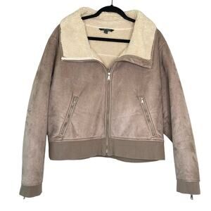 Lauren Ralph Lauren Beige Fur Lined Zip Up Jacket XL